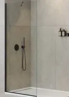 Душевая перегородка со свободным входом Cezares Liberta-L-1-TB-70-C-NERO, 70 см, стекло прозрачное, профиль черный матовый