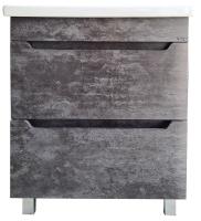 Тумба с раковиной Emmy Стоун 80 напольная, 2 ящика, темный бетон (раковина Como 80)