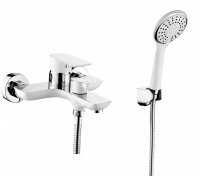 Смеситель для ванны и душа с лейкой и шлангом GANZER GZ21031-F белый/хром