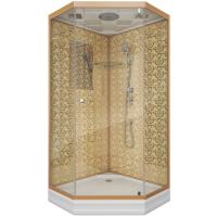 Душевая кабина Niagara Luxe NG-7701DG (90x90х210) низкий поддон(15см),дверь распашная,стенки золото,3 места