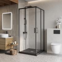 Душевой уголок BelBagno LUCE-A-2-90-C-NERO 90x90, чёрный