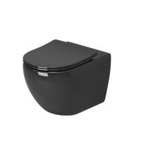 Унитаз подвесной Grossman Color GR-4411BS безободковый, черный с тонкой крышкой, микролифт