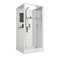 Душевая кабина Niagara Standart ST90/15Q/BK (90х90х200) квадрат,поддон 15см,распашная,проф.белый,без крыши,3 места