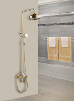 Двухвентильная душевая система с тропическим душем из латуни Ganzer GZ09063-Е золото