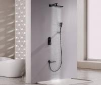 Душевая система скрытого монтажа Ganzer с тропическим душем и ручным душем  GZ07165-C черный