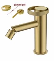 Смеситель для биде и раковины однорычажный литой из латуни от бренда Ganzer GZ19151-S матовое золото