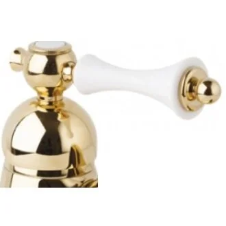 MARGOT-DM-03/24-Bi Смеситель для душа однорычажный, исполнение золото, ручка белая