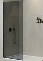Душевая перегородка со свободным входом Cezares Liberta-L-1-TB-110-GR-NERO, 110 см, стекло графит, профиль черный матовый