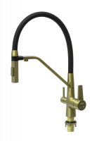 Cмеситель для кухни под фильтр с гибким изливом Vieir V15007S-X золото/хром