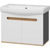 Тумба с раковиной Misty Сканди 70 УТ000023183 подвесная Белая Дуб крафт золотой Антрацит