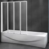 Шторка на ванну Cezares Relax-V-4-100/140-C-Bi, 100 см, стекло прозрачное, профиль белый