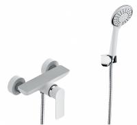 Смеситель для ванны и душа с лейкой и шлангом из латуни Ganzer GZ21052-F белый/хром