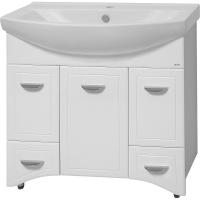 Тумба с раковиной Misty Дрея 85 СО000001500 с бельевой корзиной Белая