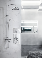 Душевая система с тропическим душем и двухвентильным смесителем из латуни Ganzer GZ09061 хром