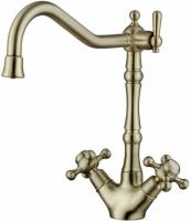 Смеситель KAISER Carlson Style кухня крест керамика под фильтр(бронза)
