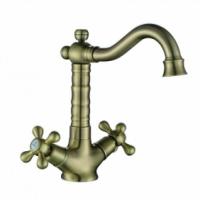 Смеситель KAISER Carlson Style для раковины крест керамика (бронза)