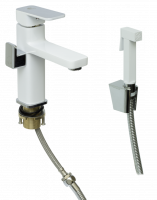 Смеситель для умывальника с подключением гигиеническим душем Ganzer GZ1235-F белый