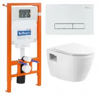 Инсталляция BelBagno с унитазом BelBagno Loto BB070CHR, сиденье с микролифтом, клавиша белый, комплект