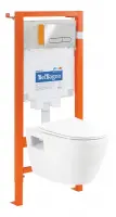 Инсталляция BelBagno с унитазом BelBagno Loto BB070CHR, тонкое сиденье с микролифтом, клавиша хром, комплект 4 в 1
