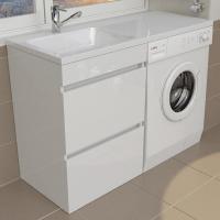 Тумба с раковиной Emmy Джерси 110 под стиральную машину, 2 ящика, раковина Аванти 110 L (кронштейн в комплекте)