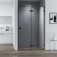 Душевая дверь в нишу Cezares Bellagio 120 см, стекло прозрачное, профиль черный матовый, BELLAGIO-B-12-120-C-NERO