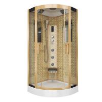 Душевая кабина Niagara Luxe NG-7715G (90x90х215) низкий поддон(15см),дверь раздвижная,стенки золото,4 места