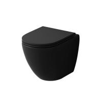 Унитаз подвесной Grossman GR-4455BMSQ безободковый, черный матовый с тонкой крышкой, микролифт, смыв торнадо