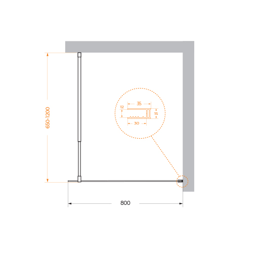 Душевая перегородка BelBagno KRAFT-L-1-80-C-NERO, чёрный
