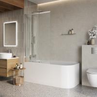 Душевая шторка на ванну BelBagno LUCE-VF-11-90/145-C-Cr, хром