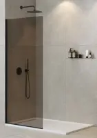 Душевая перегородка со свободным входом Cezares Liberta-L-1-TB-90-BR-NERO, 90 см, стекло бронза, профиль черный матовый