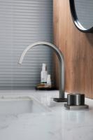 Смеситель для раковины из латуни врезной на 2 отверстия Ganzer GZ01111-Q графит