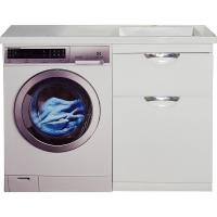 Тумба с раковиной Misty Куба 120 R УТ000005575 с бельевой корзиной Белая