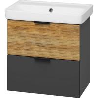 Тумба с раковиной Misty Форест 60 УТ000023196 подвесная Дуб Вотан Антрацит