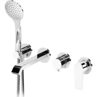 NAUTIC-VDM3-01 Встраиваемый смеситель для ванны и душа однорычажный с поворотным переключателем на 3 выхода, в комплекте с ручным душем, исполнение Хр