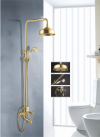Душевая система с тропическим душем и двухвентильным смесителем из латуни Ganzer GZ09061-Е золото
