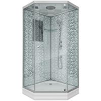 Душевая кабина Niagara Luxe NG-7702DW (100x100х210) низкий поддон(15см),дверь распашная,стенки серебро,3 места
