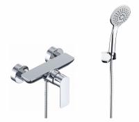 Смеситель для ванны и душа с лейкой и шлангом из латуни Ganzer GZ21052  хром