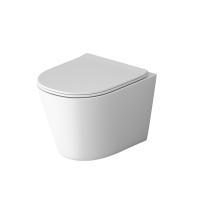 Унитаз подвесной Grossman GR-4477MSQ безободковый, смыв торнадо, белый матовый с тонкой крышкой, микролифт