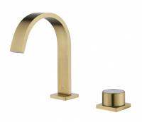 Смеситель для раковины из латуни врезной на 2 отверстия Ganzer GZ01111-S матовое золото