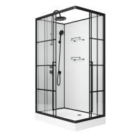 Душевая кабина Niagara Standart ST100/80/15QL/KL/BKT (100х80х225) низкий поддон(15см),черный,стекло прозрачное,3 места