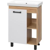 Тумба с раковиной Misty Крафт 60 УТ000013343 Белая Дуб Крафт золотой