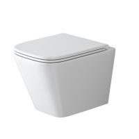 Унитаз подвесной Grossman GR-4479SQ безободковый, белый с тонкой крышкой, микролифт, смыв торнадо