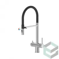 Смеситель с подключением под фильтр и с гибким изливом Vieir V15019 сатин/черный