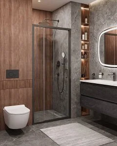 Душевая дверь Cezares Molveno-BF-3-90-C-GM-IV, 90 см, стекло прозрачное, профиль оружейная сталь