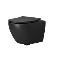 Унитаз подвесной Grossman GR-4457BMSQ безободковый, смыв торнадо, черный матовый с тонкой крышкой, микролифт