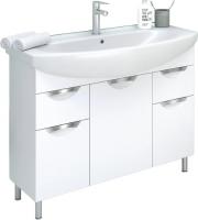 Тумба с раковиной Emmy Милли 105 напольная, 2 ящика, 3 двери, белая (раковина Элеганс 105)