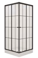 Душевой уголок Niagara Nova NG-0100-14 (100х100х195) прямоугольник, низкий поддон, черный, двери раздвижные, стекло прозрачное с рисунком, 2 места