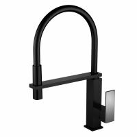 Смеситель для кухни от бренда Ganzer с гибким  изливом из латуни GZ16037-C черный