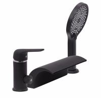 Смеситель на борт ванны из латуни с лейкой и шлангом Ganzer GZ24033-C черный