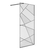 Душевая перегородка Niagara Nova NG-680-10BLACK (100х195) черный матовый, стекло прозрачное с рисунком, 1 место